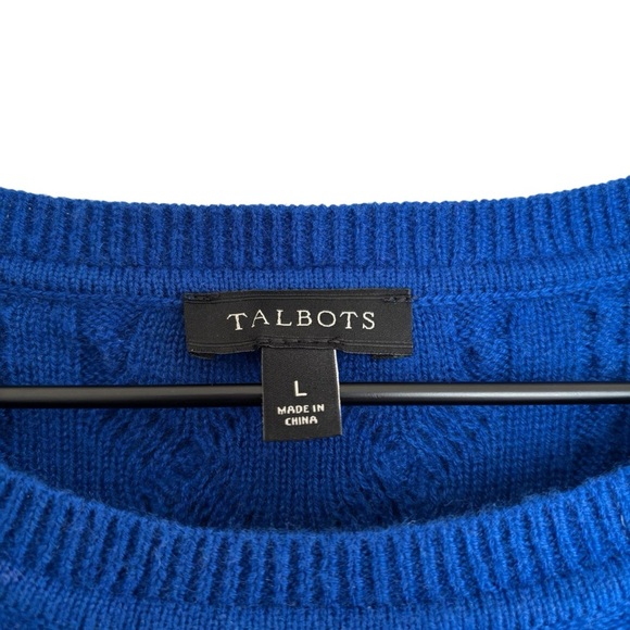 Talbots Lambswool Blend Cable Knit Sweater Preppy Old Money Quiet Luxury Large - Picture 3 of 13